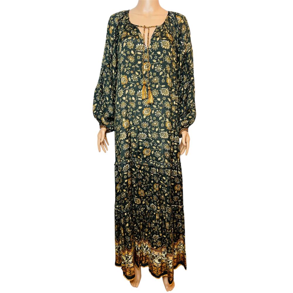 Natural Life Lula Tiered Maxi Dress Floral Multicolor size XL Boho Peasant
